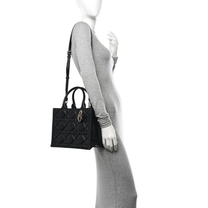 Christian Dior Calfskin Macro Cannage Small Book Tote Black 2 of 10