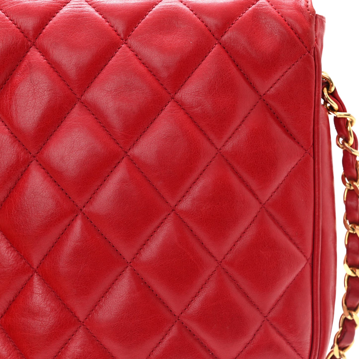 Lambskin Quilted Flap Crossbody Red