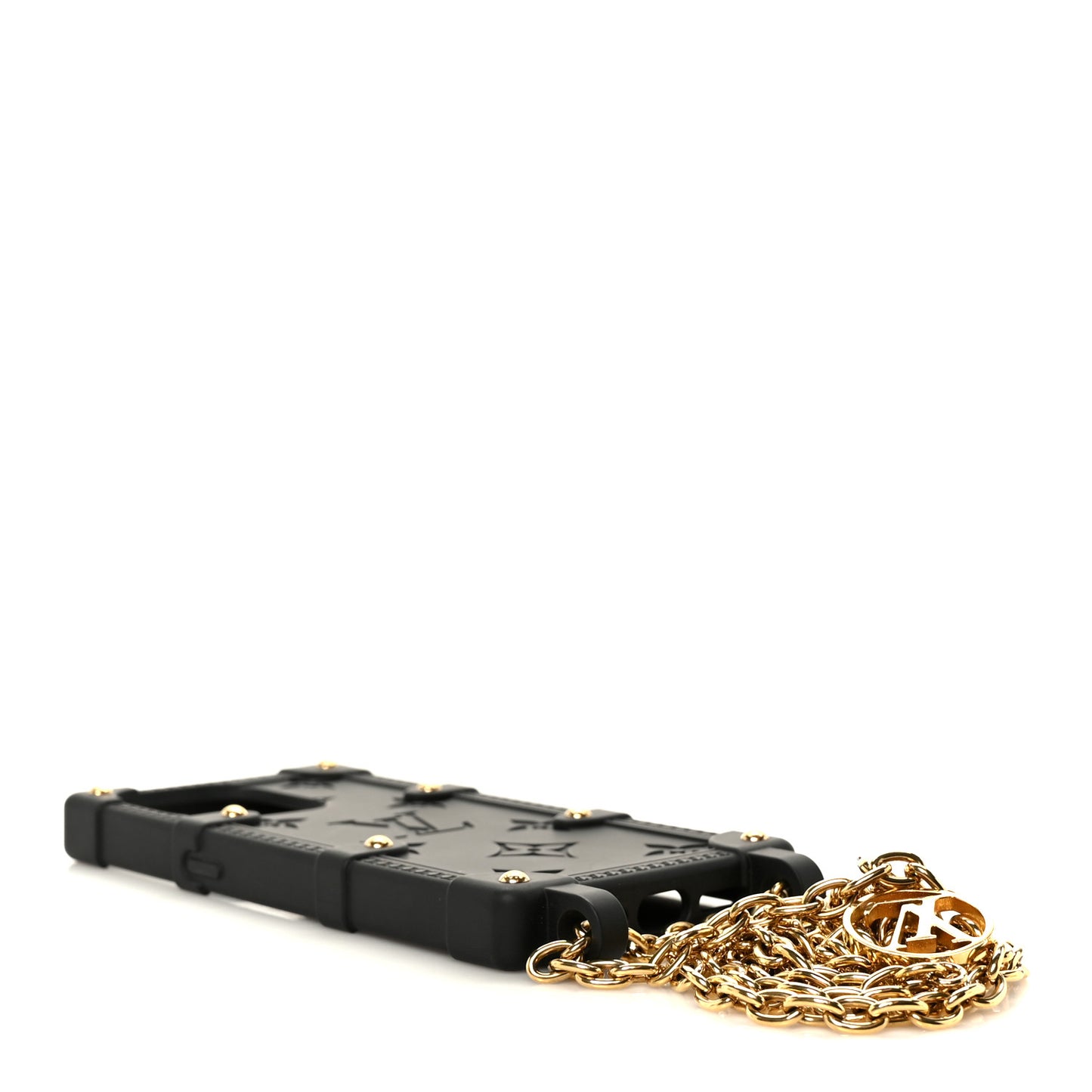 Rubber Monogram Trunk With Chain iPhone 14 Pro Case Black