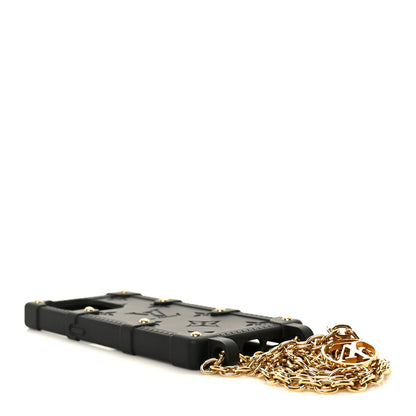Louis Vuitton Rubber Monogram Trunk With Chain iPhone 14 Pro Case Black 4 of 11