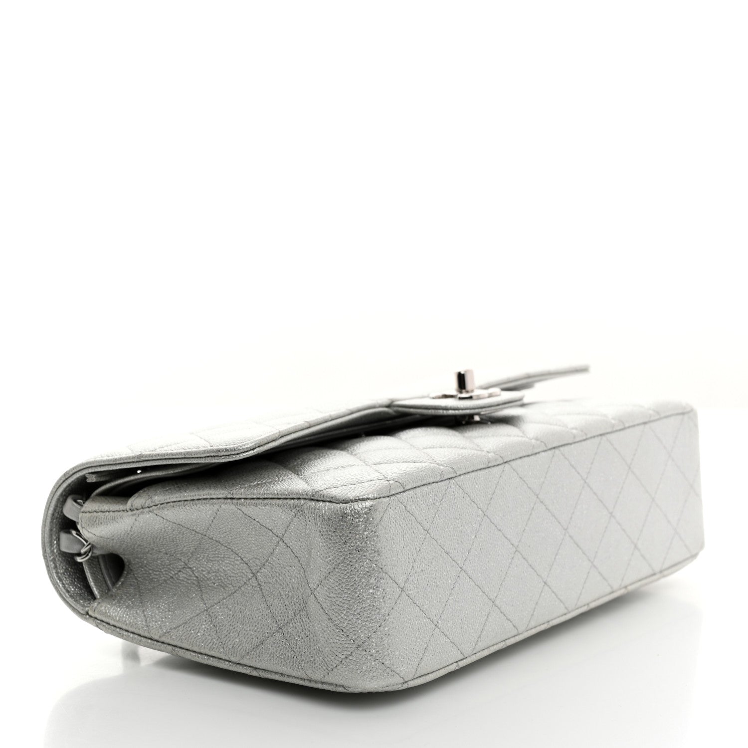 Chanel Glittered Metallic Caviar Quilted Medium Double Flap Silver 4 of 10