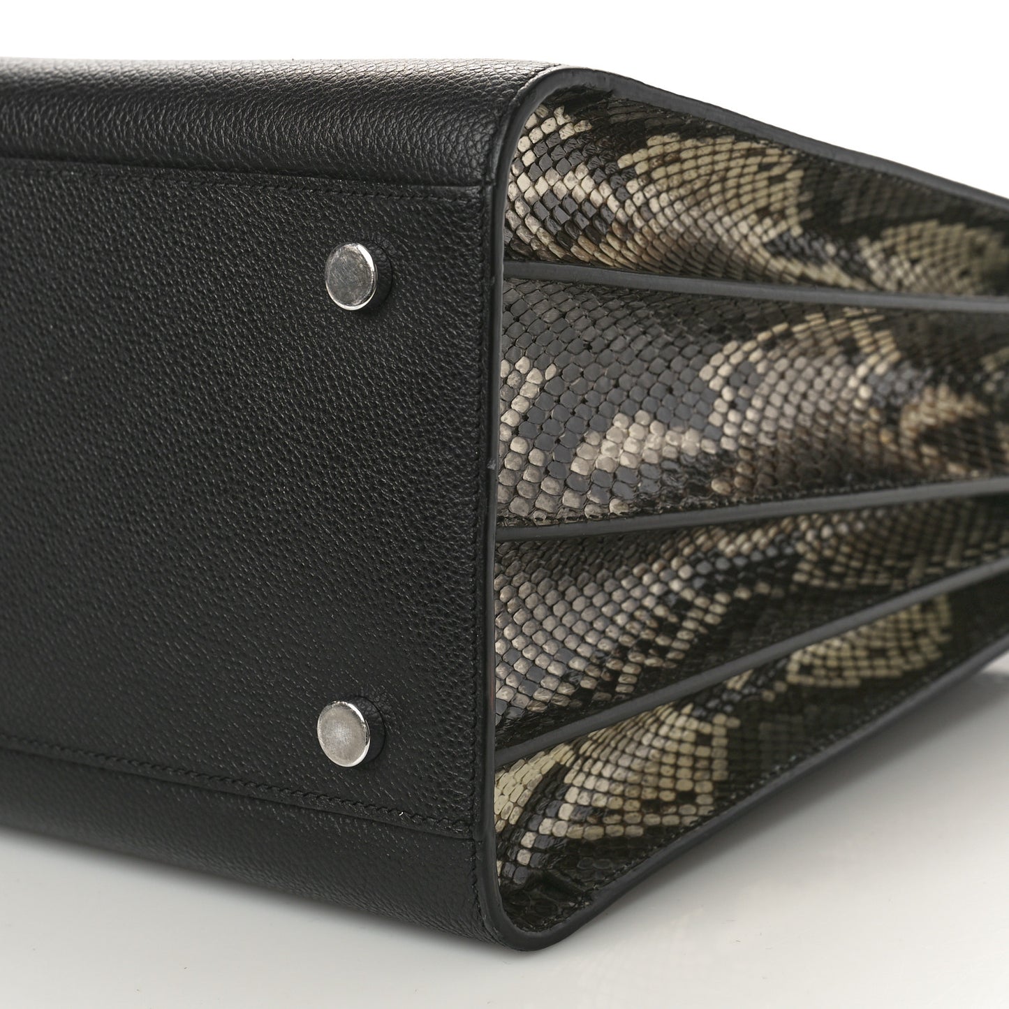 Grained Calfskin Python Embossed Small Sac De Jour Black