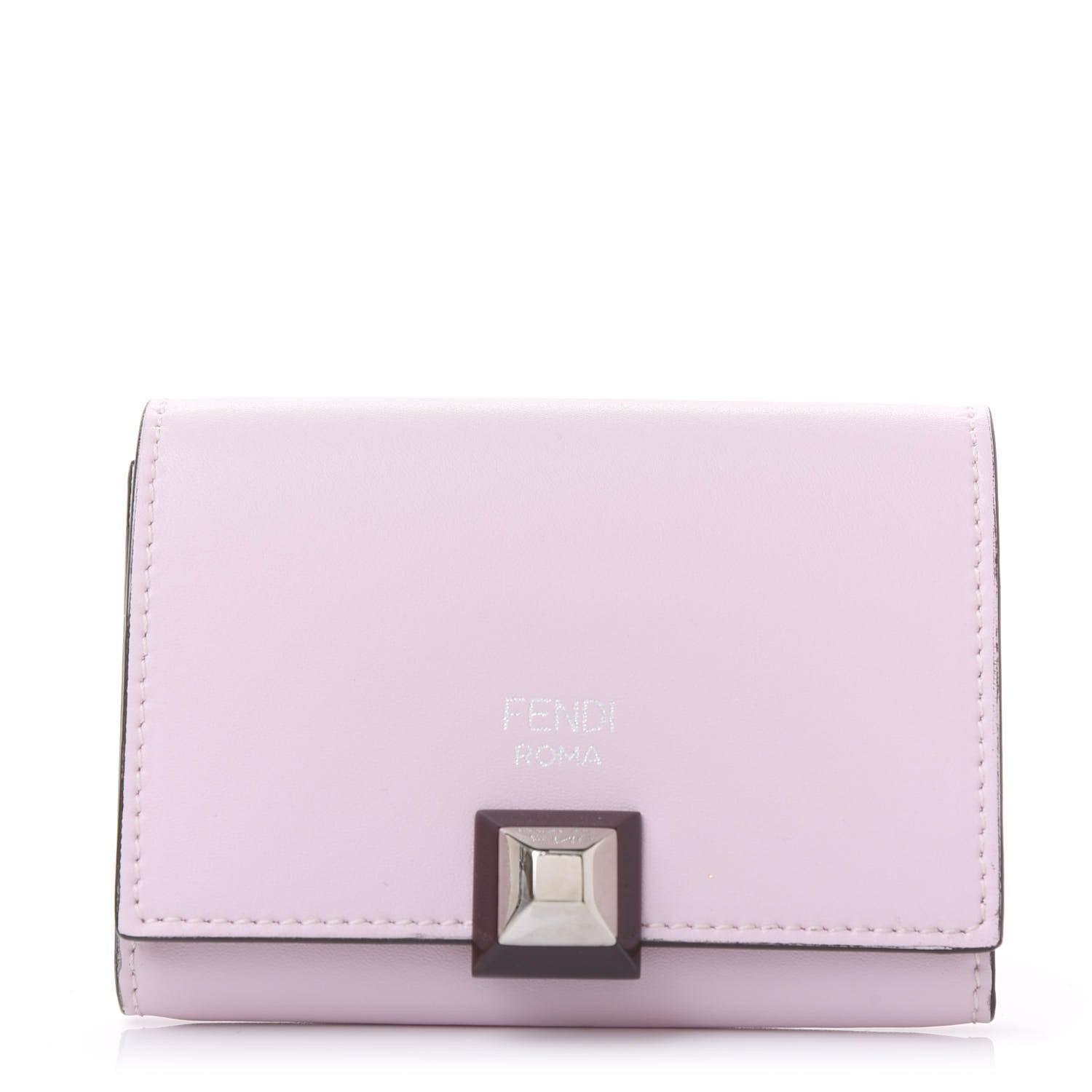Fendi Vitello Liberty Studded Fold Over Card Holder Peonia 1 of 10