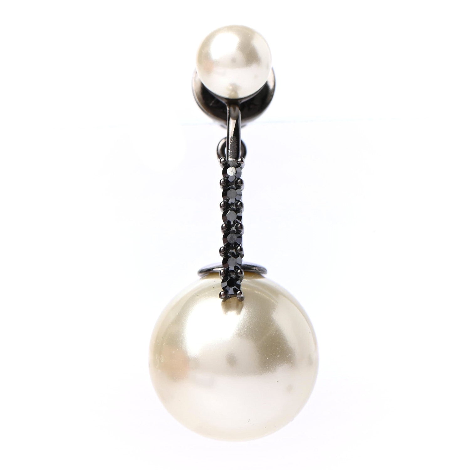 Christian Dior Crystal Pearl My ABCDior Q Tribale Earring Black Silver 1 of 4