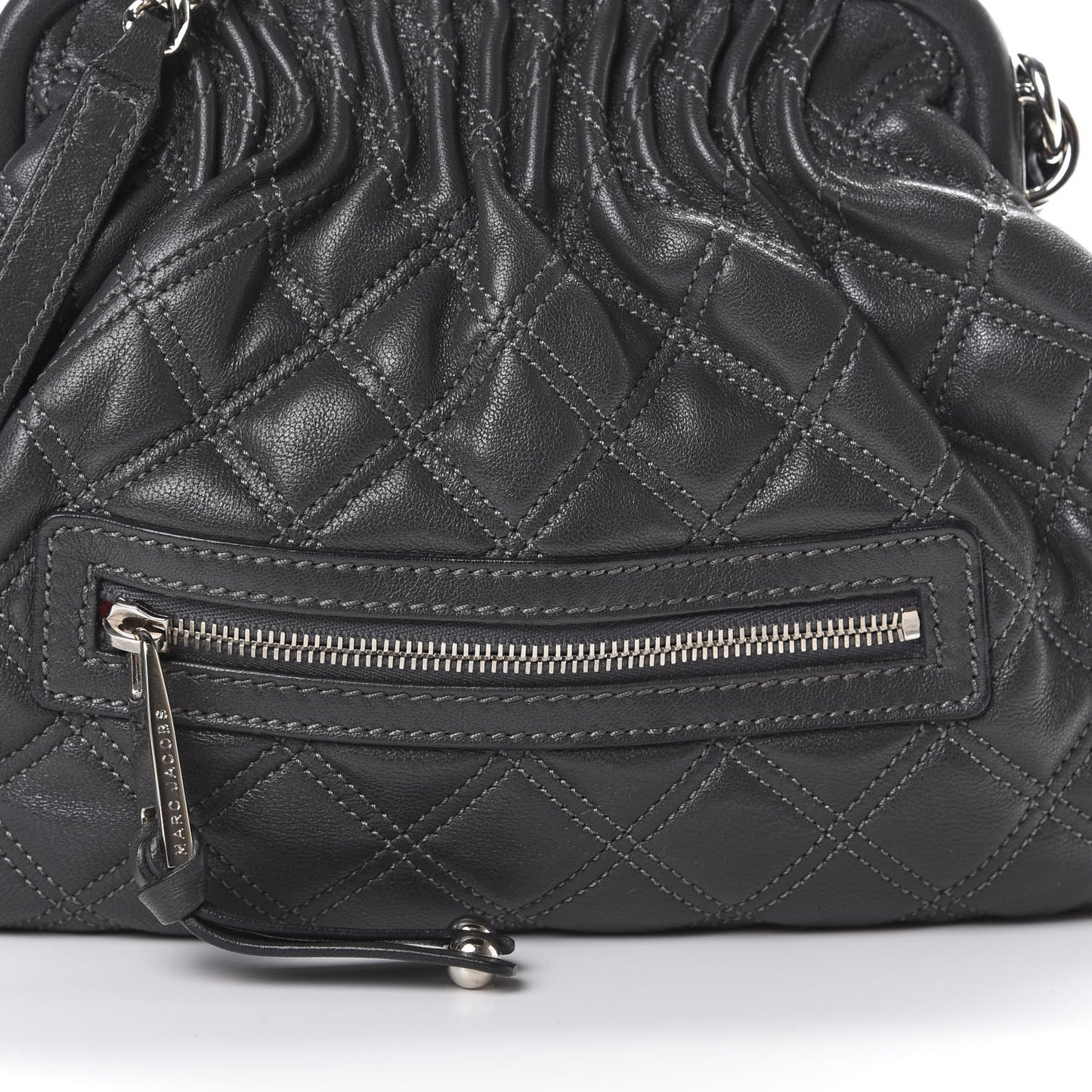 Calfskin Quilted Little Stam Dark Grey