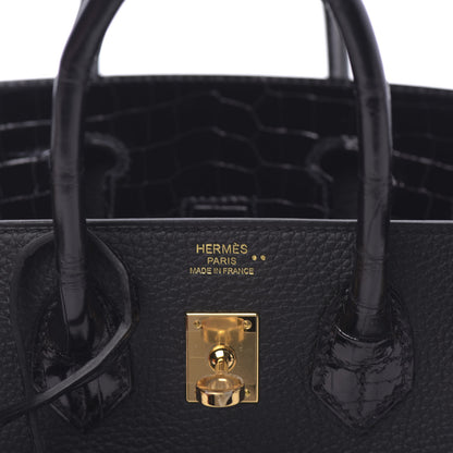 Hermes Togo Shiny Niloticus Crocodile Birkin Touch 25 Black 8 of 38