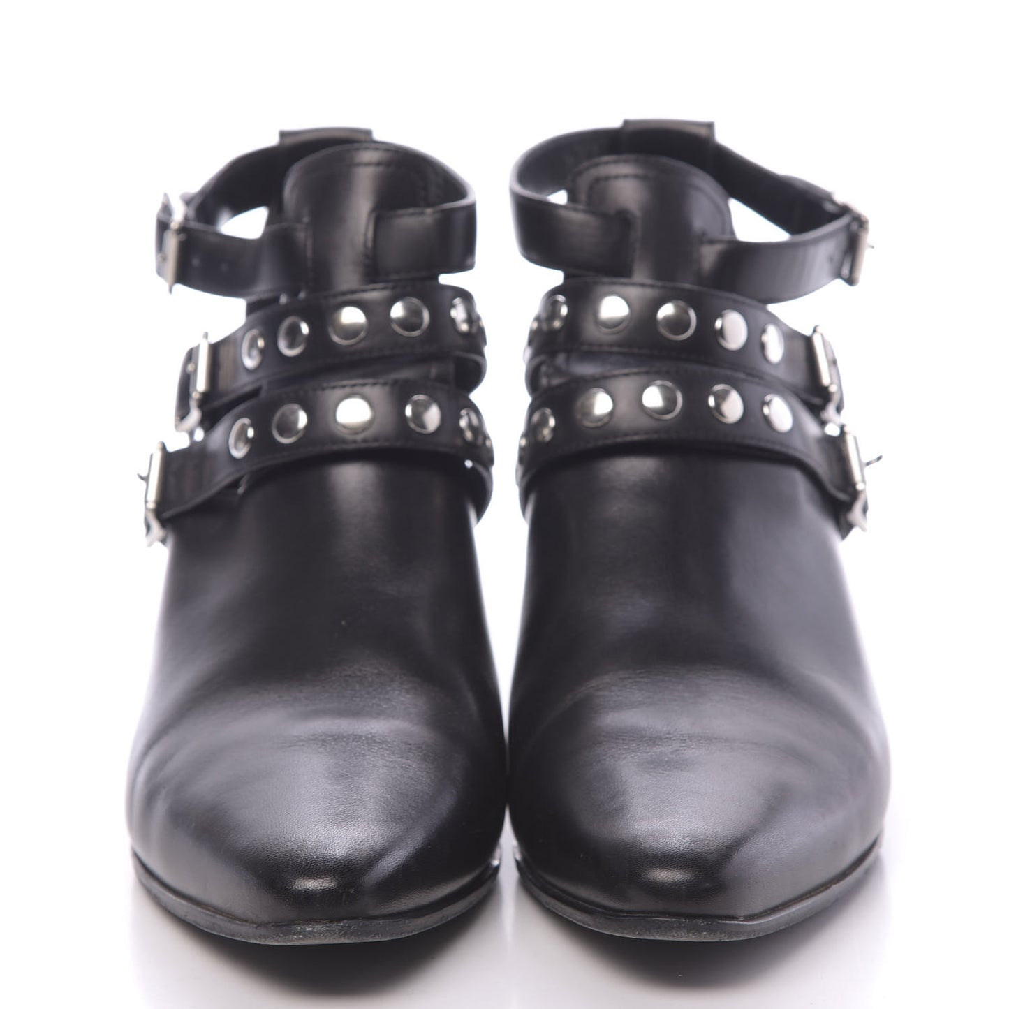 Calfskin Rock Rivet Stud Booties 40 Black