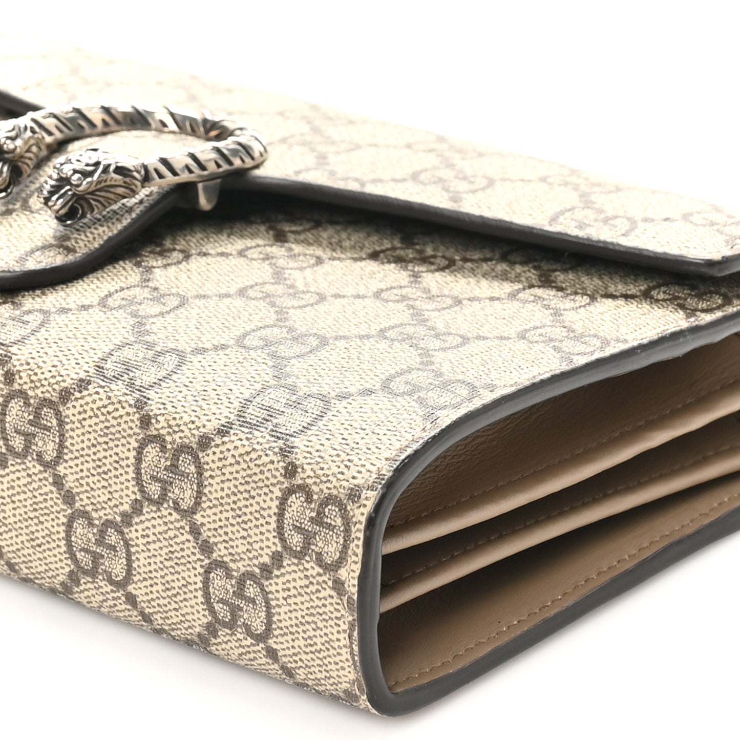 GG Supreme Monogram Mini Dionysus Chain Wallet Beige Taupe