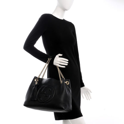 Gucci Pebbled Calfskin Medium Soho Chain Shoulder Bag Black 2 of 7