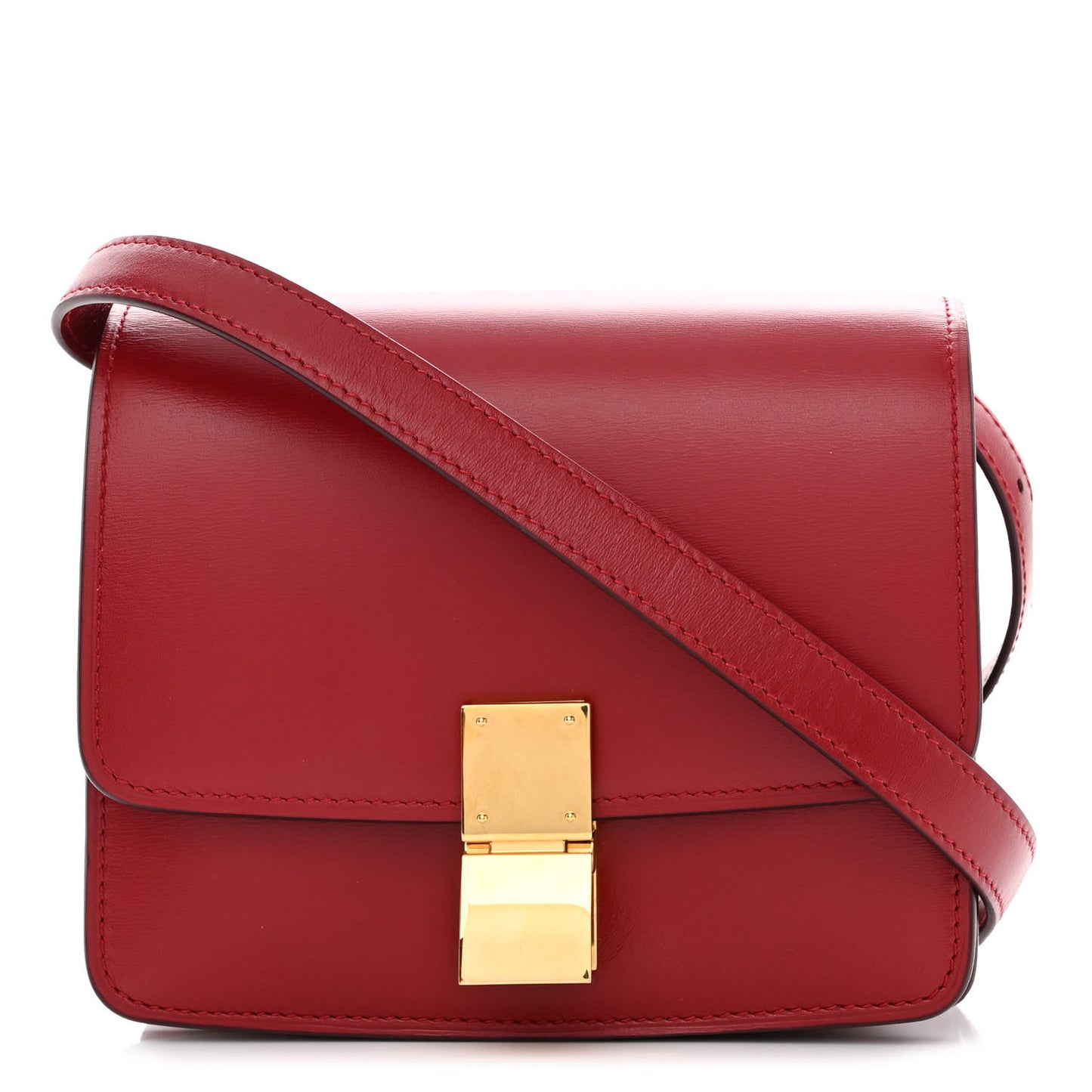 Box Calfskin Small Classic Box Flap Bag Red