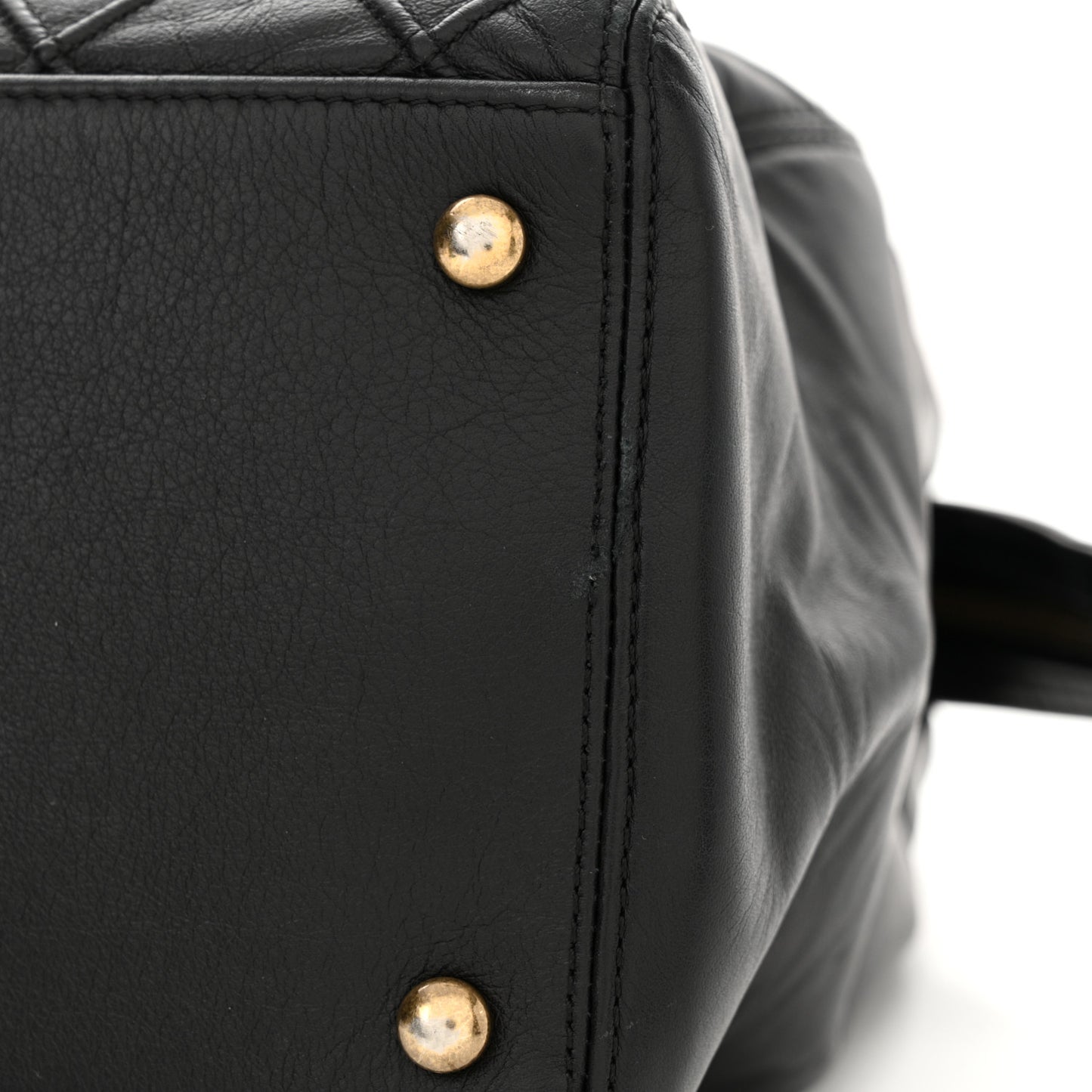 Calfskin Diamond Debossed Large Cosmos Zip Tote Black
