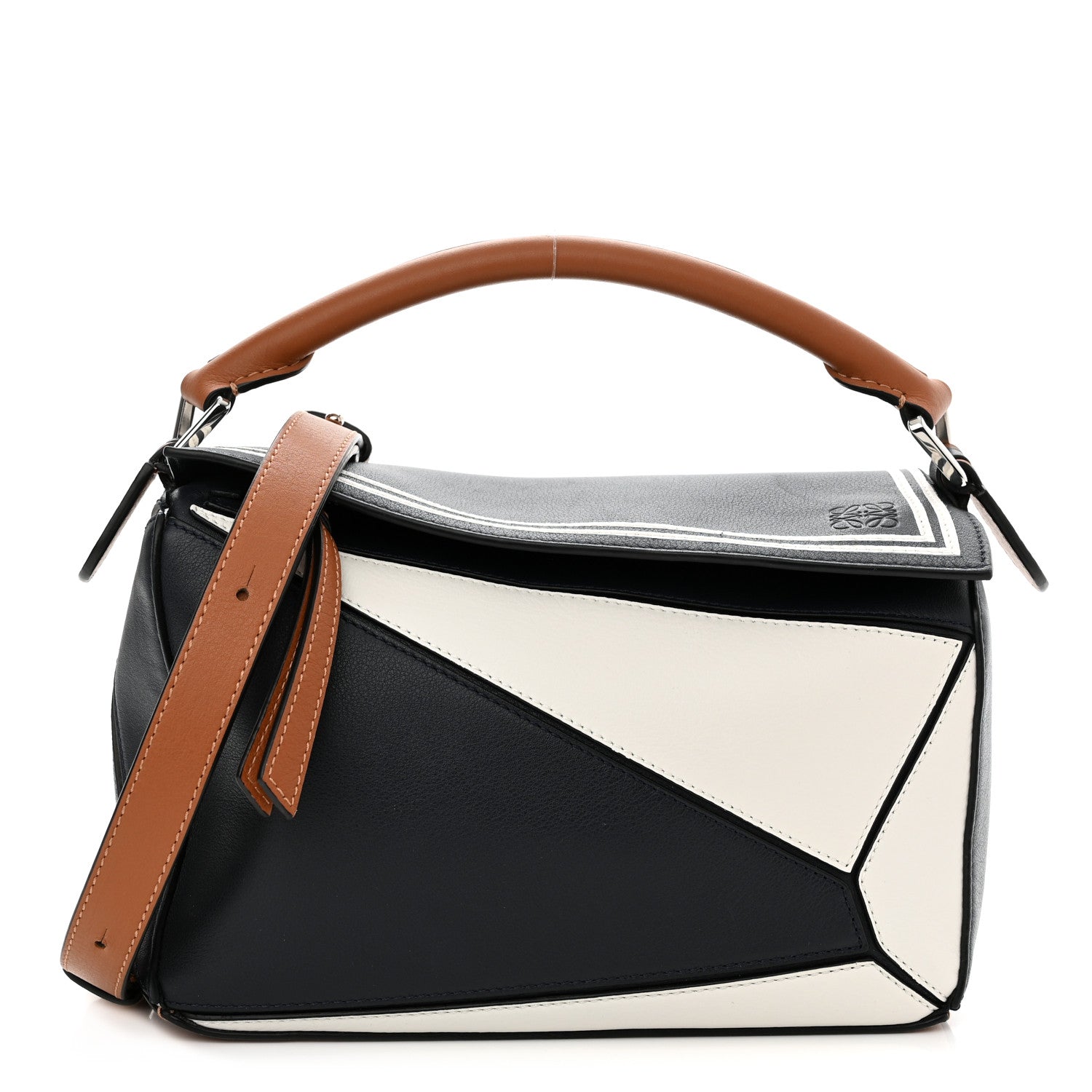 Loewe Calfskin Small Puzzle Bag Deep Blue Soft White 1 of 8