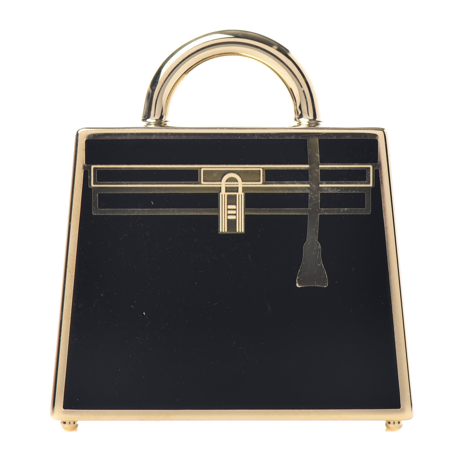 Hermes Lacquered Permabrass Kelly Curiosite Charm Black 1 of 3