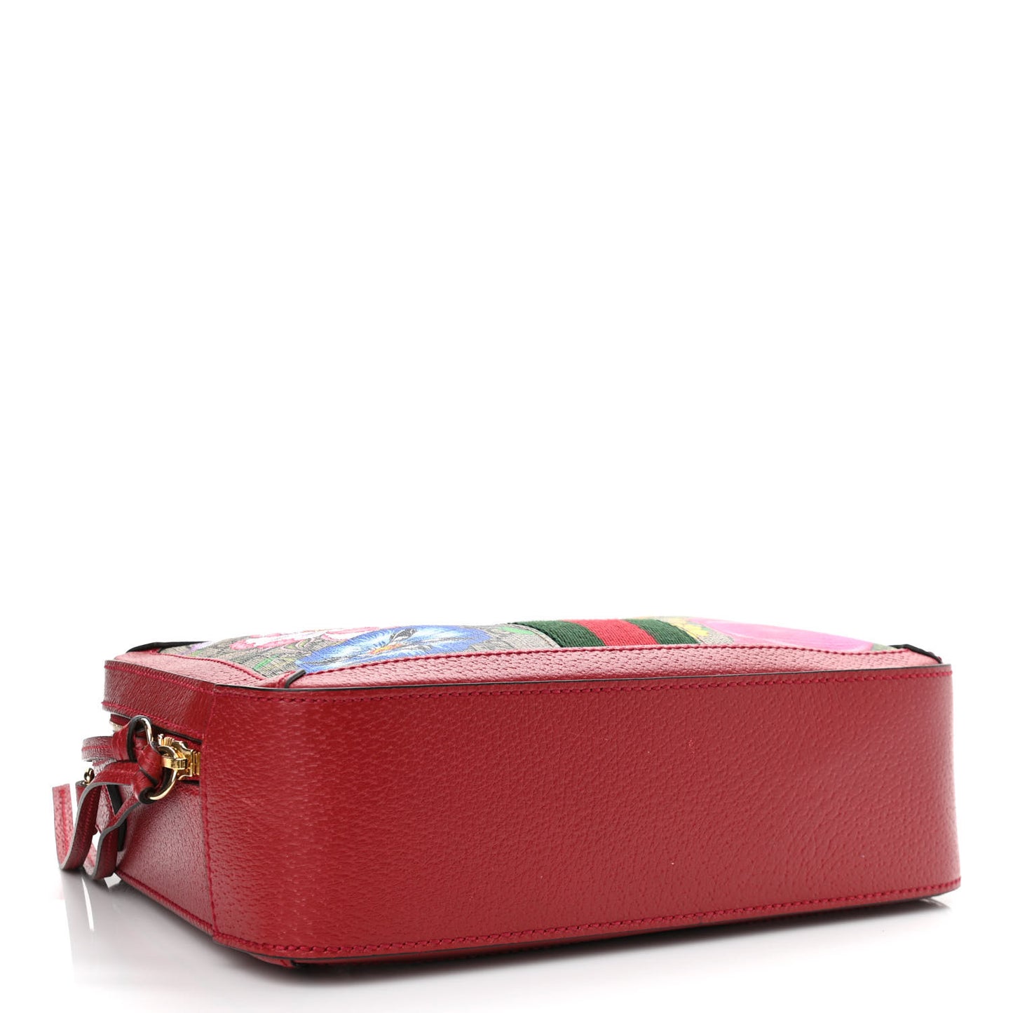 GG Supreme Monogram Flora Web Small Ophidia Top Handle Shoulder Bag Hibiscus Red