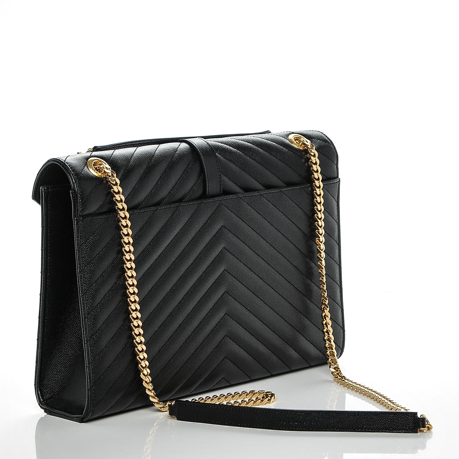 Saint Laurent Grain De Poudre Matelasse Chevron Large Monogram Satchel Black 3 of 6