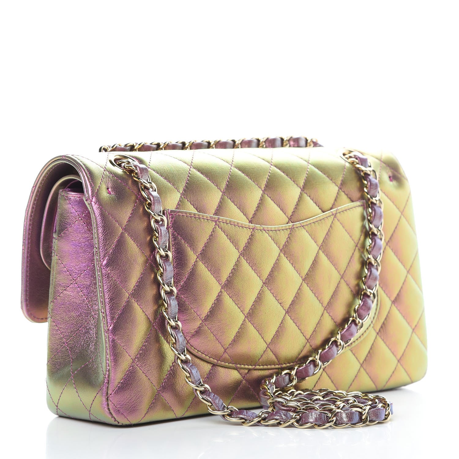 Chanel Iridescent Lambskin Quilted Medium Double Flap Purple 3 of 11
