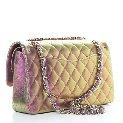 Chanel Iridescent Lambskin Quilted Medium Double Flap Purple 3 of 11