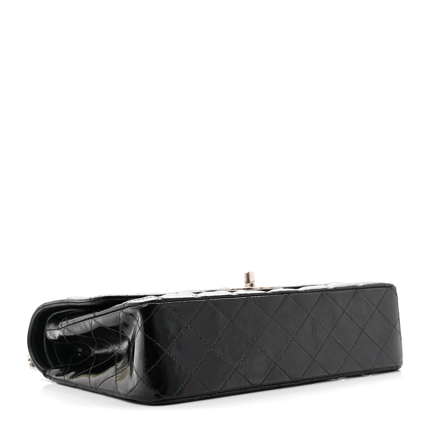 Patent Quilted Medium Double Flap Black