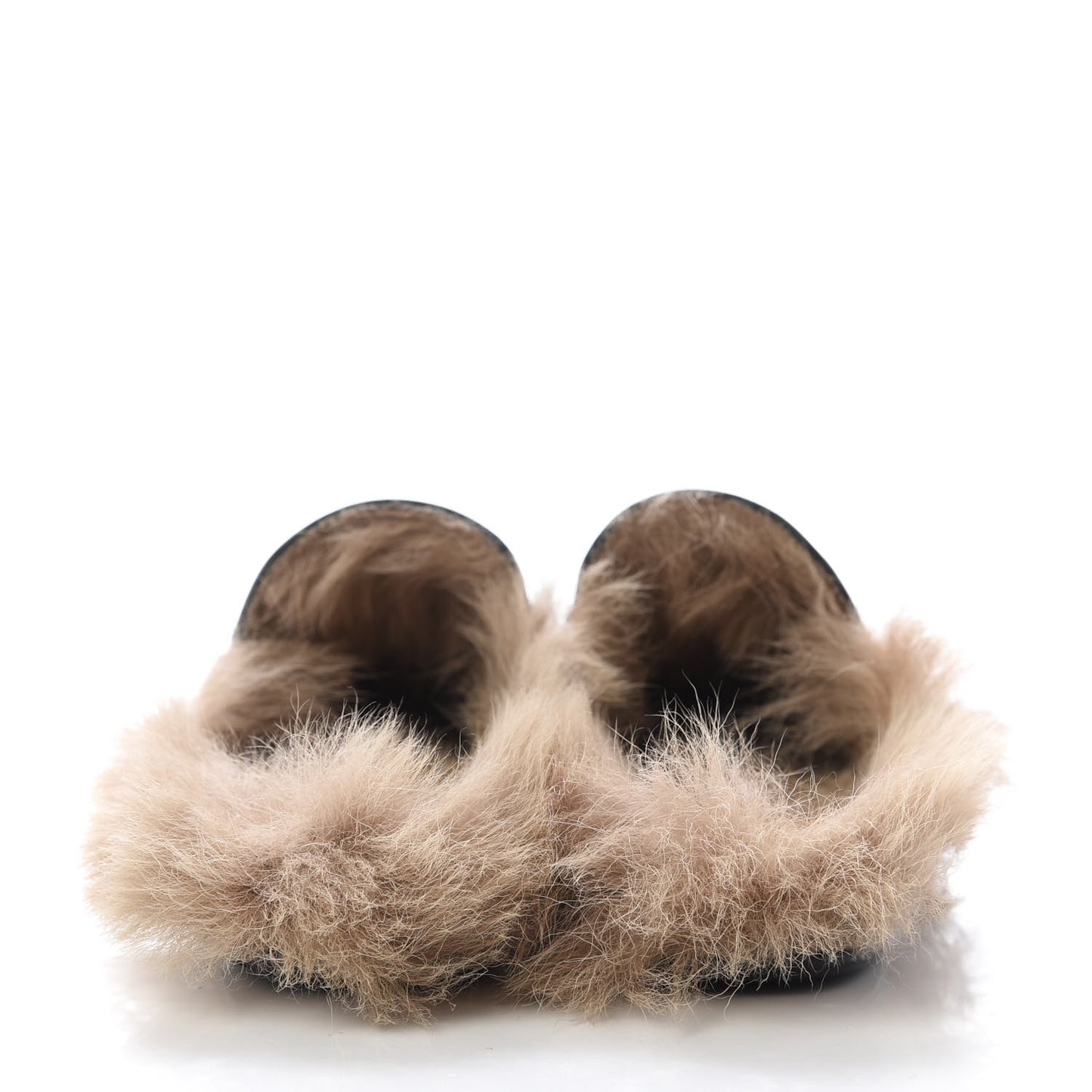 Calfskin Fur Womens Princetown Slippers 35.5 Black