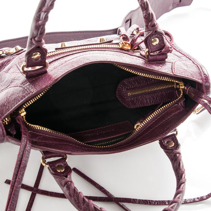 Balenciaga Agneau Classic Gold Hardware Mini City Violet Prune 6 of 8