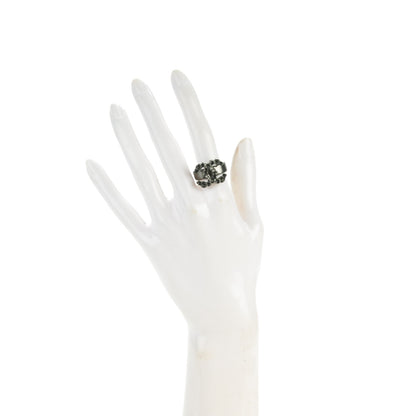 Chanel Ruthenium Crystal CC Logo Ring 7 3 of 5