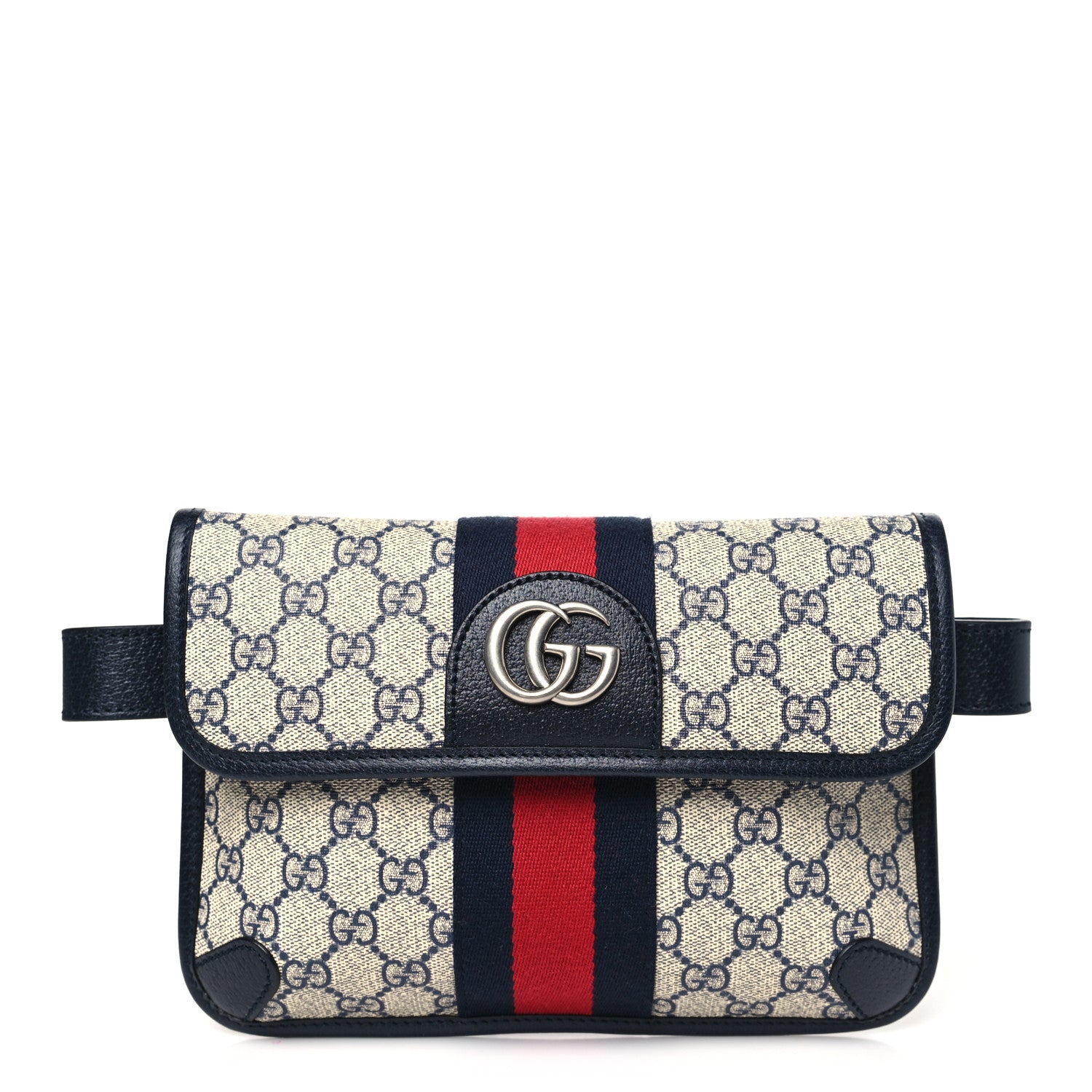 Gucci GG Supreme Monogram Web Small Ophidia Belt Bag 90 36 Beige Navy 1 of 9