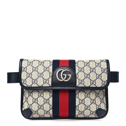 Gucci GG Supreme Monogram Web Small Ophidia Belt Bag 90 36 Beige Navy 1 of 9