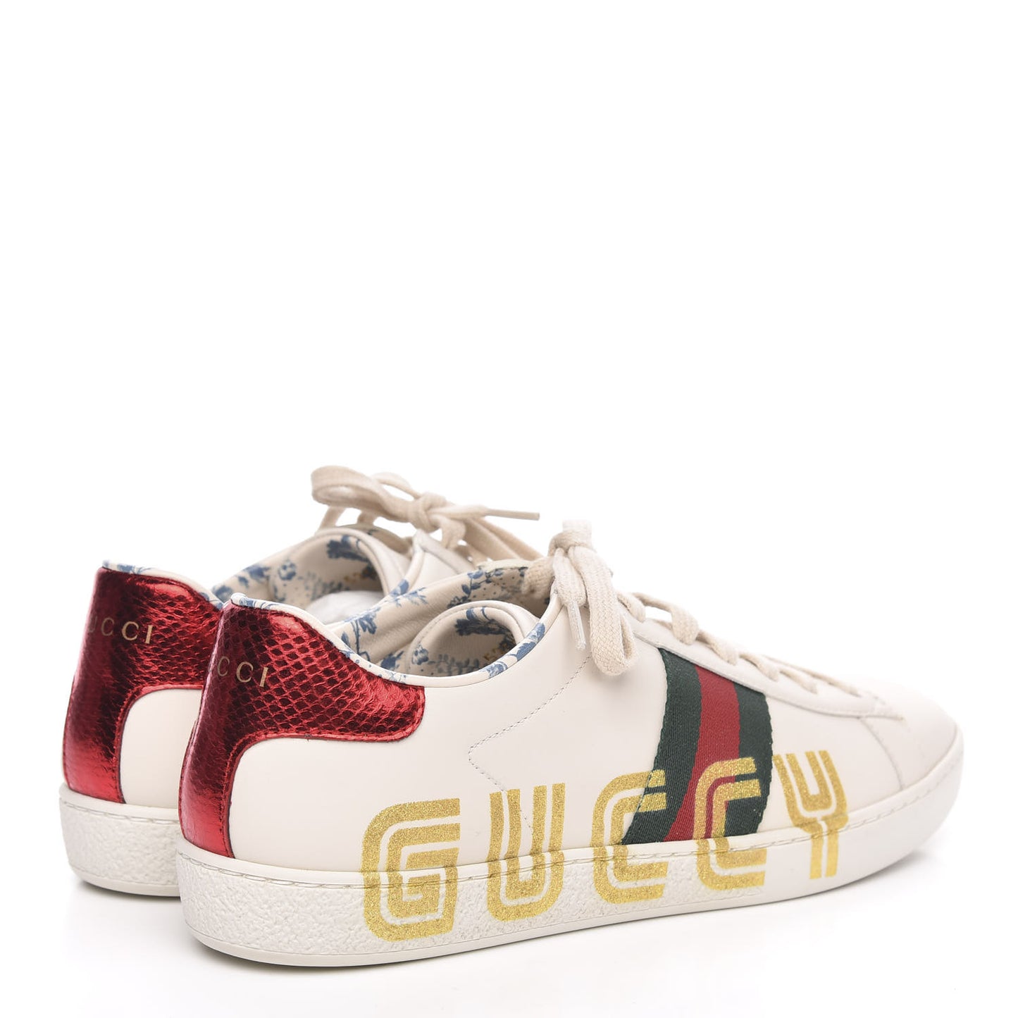 X SEGA Calfskin Ayers Web Guccy Womens Ace Sneakers 39 White