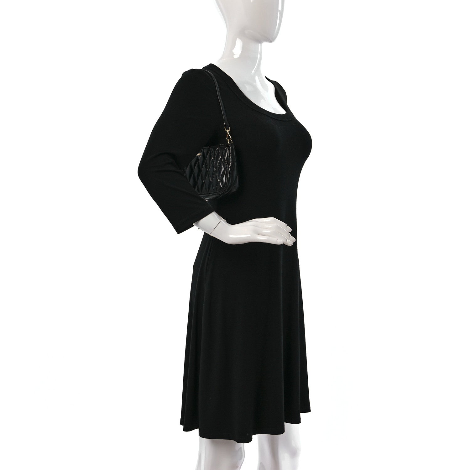 Miu Miu Vitello Shine Quilted Pochette Black 2 of 10
