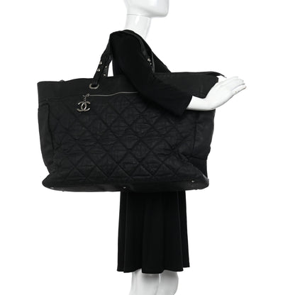 Chanel Coated Canvas Stitched XL Paris Biarritz Tote Black 2 of 20