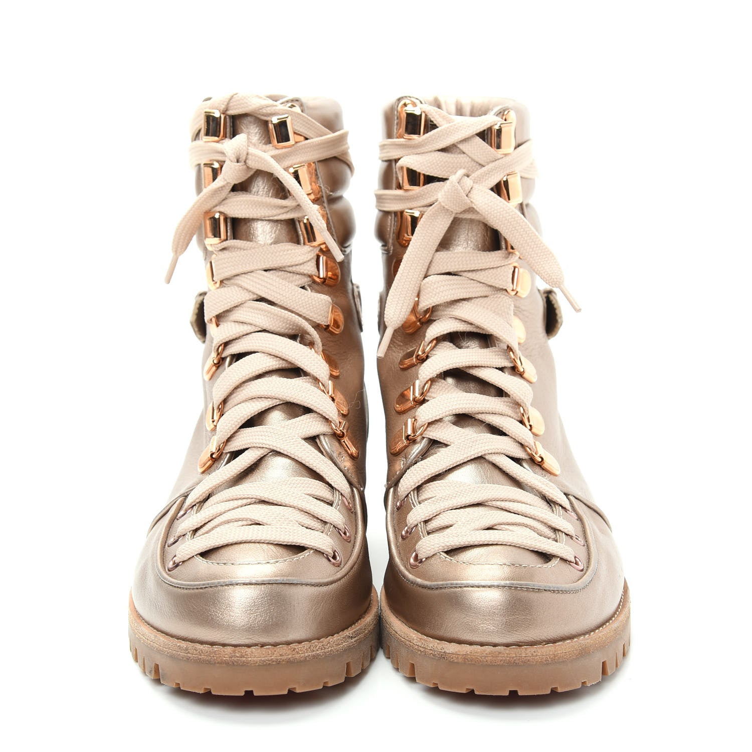 Christian Louboutin Metallic Calfskin Womens Who Runs Flat Boots 38.5 Colombe 2 of 9