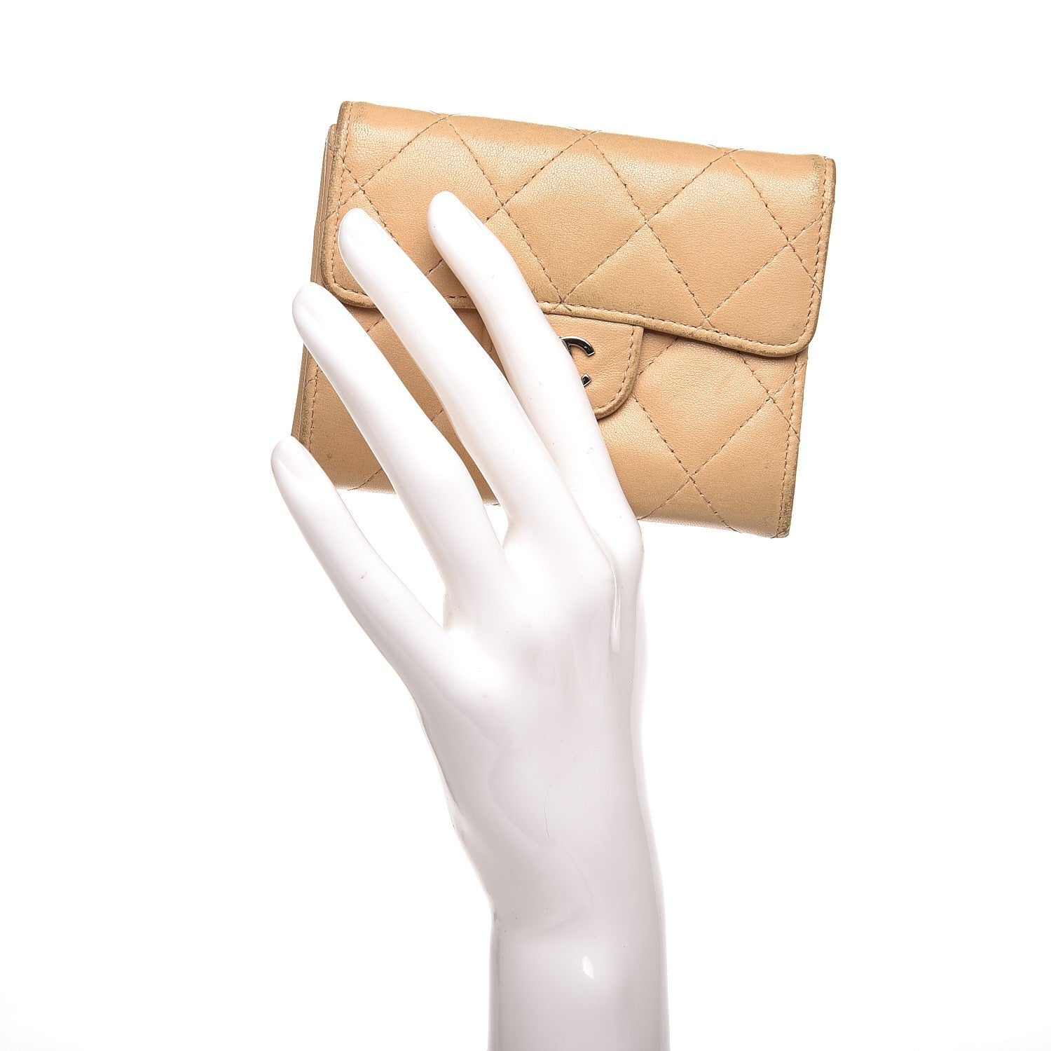 Chanel Lambskin Quilted Flap Card Holde Walletr Beige 2 of 13