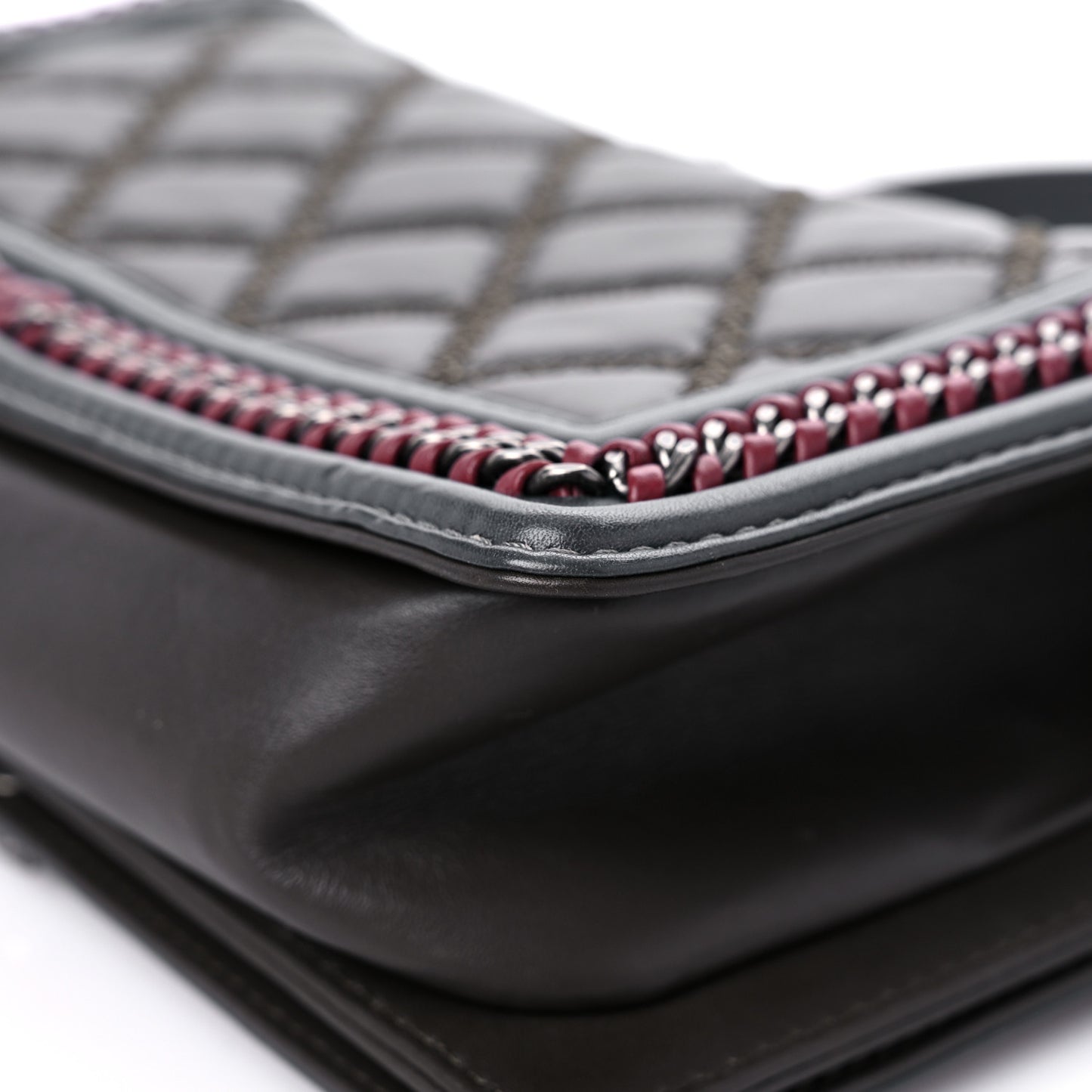 Calfskin Quilted Medium Boy Top Handle Flap Burgundy Black Blue