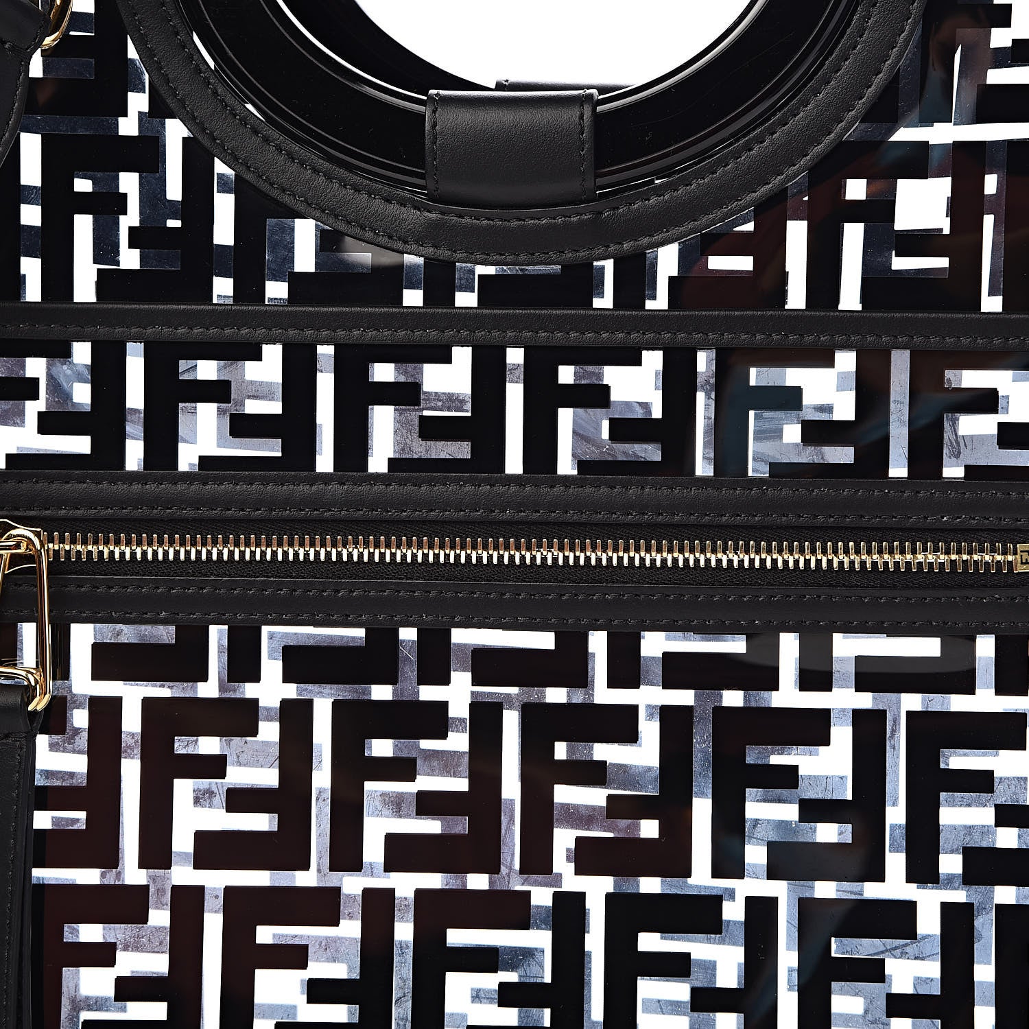 Fendi TPU FF Vitello Century Plexiglass Medium Runaway Shopper Tote Black 12 of 12