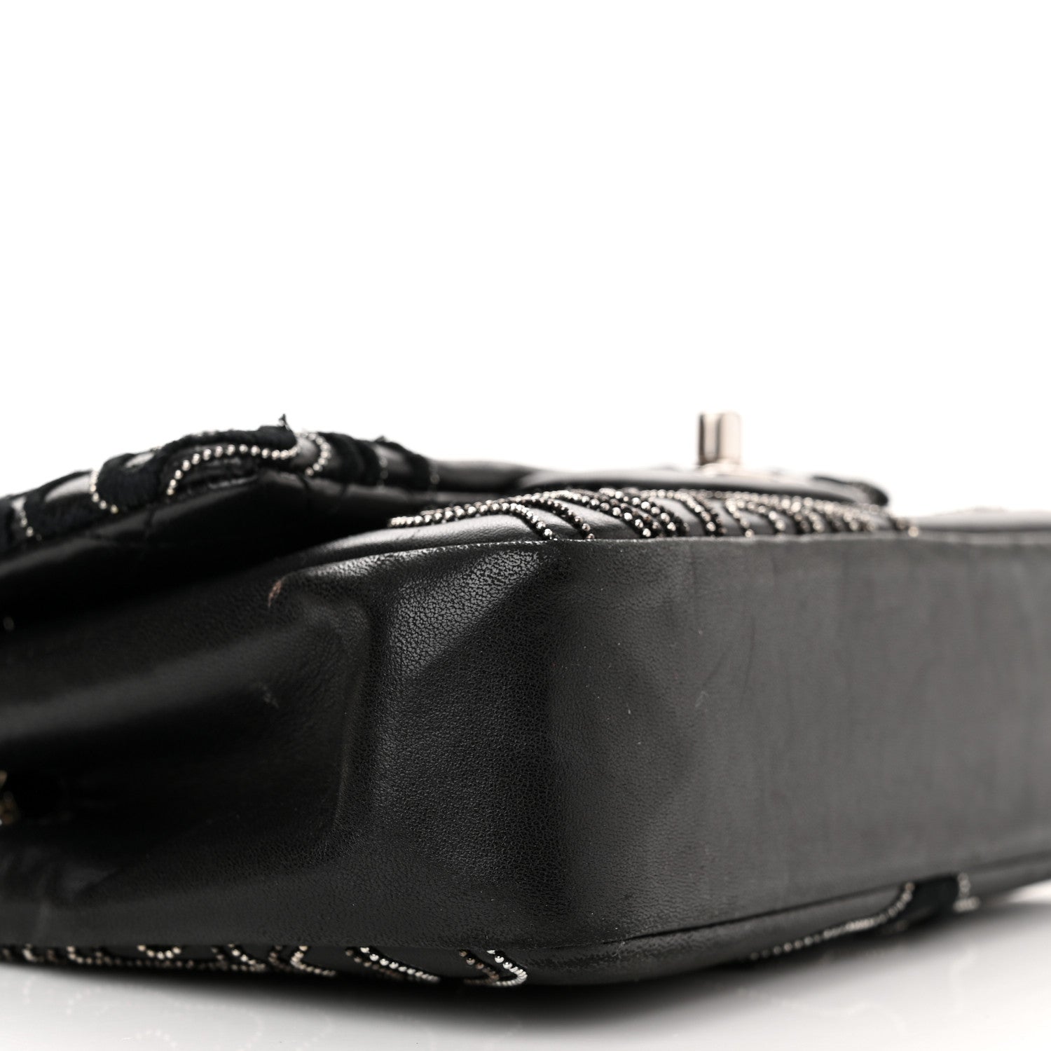 Chanel Lambskin Embroidered Camellia Follies Flap Black 9 of 13