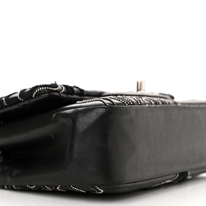 Chanel Lambskin Embroidered Camellia Follies Flap Black 9 of 13