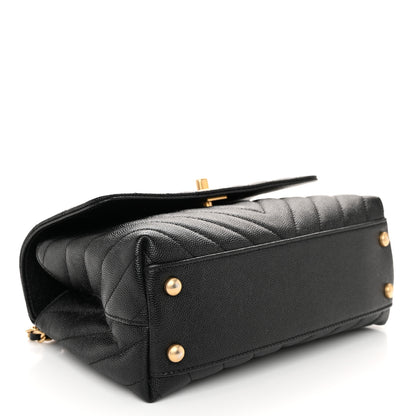 Chanel Caviar Chevron Quilted Mini Coco Handle Flap Black 4 of 12