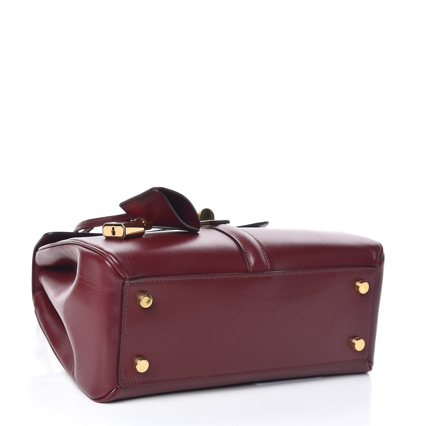 Satinated Calfskin Small 16 Top Handle Bag Light Burgundy