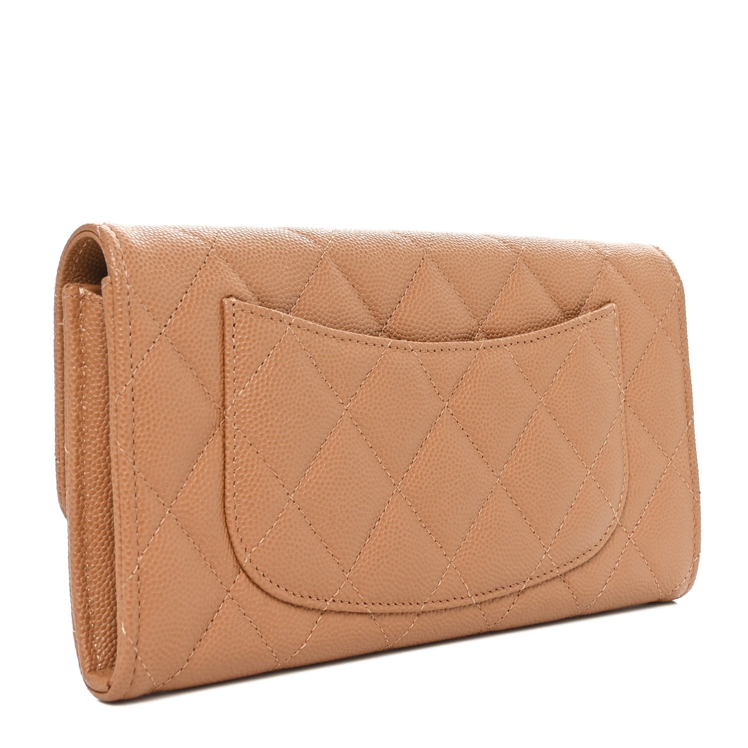 Chanel Caviar Quilted Large Gusset Flap Wallet Beige 3 of 11