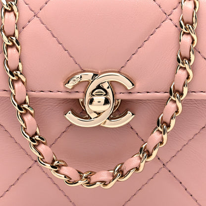 Chanel Shiny Calfskin Quilted CC Handle Vanity Flap Bag Pink 9 of 11