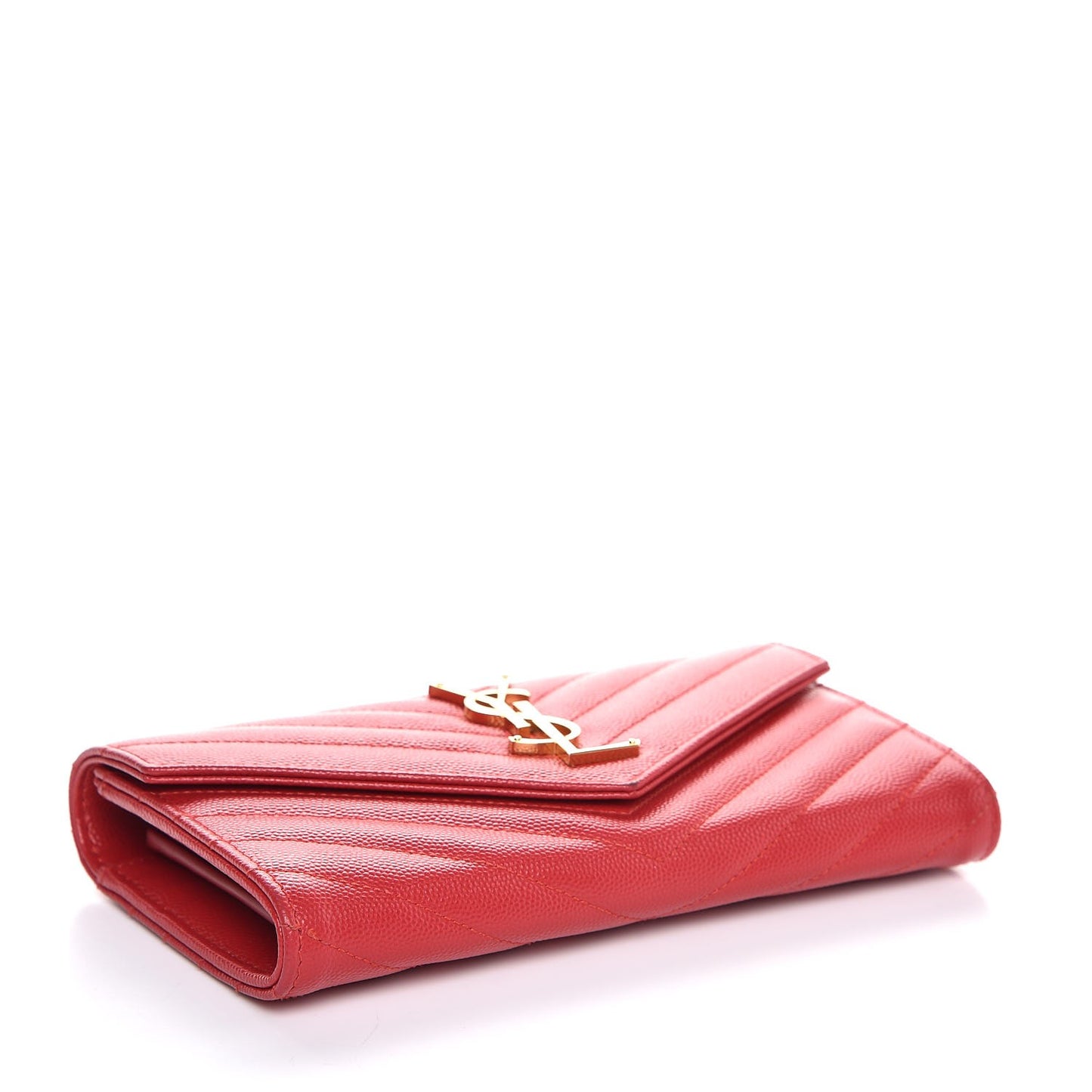 Grain De Poudre Matelasse Chevron Monogram Flap Wallet Red