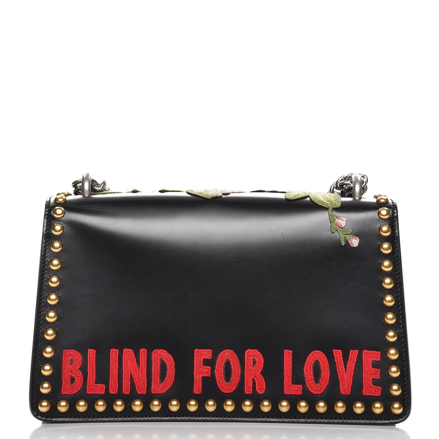 Gucci Calfskin Floral Embroidered Studded Small Dionysus Shoulder Bag Black 4 of 8