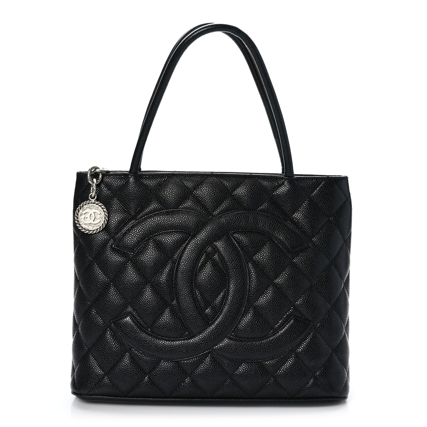 Caviar Quilted Medallion Tote Black