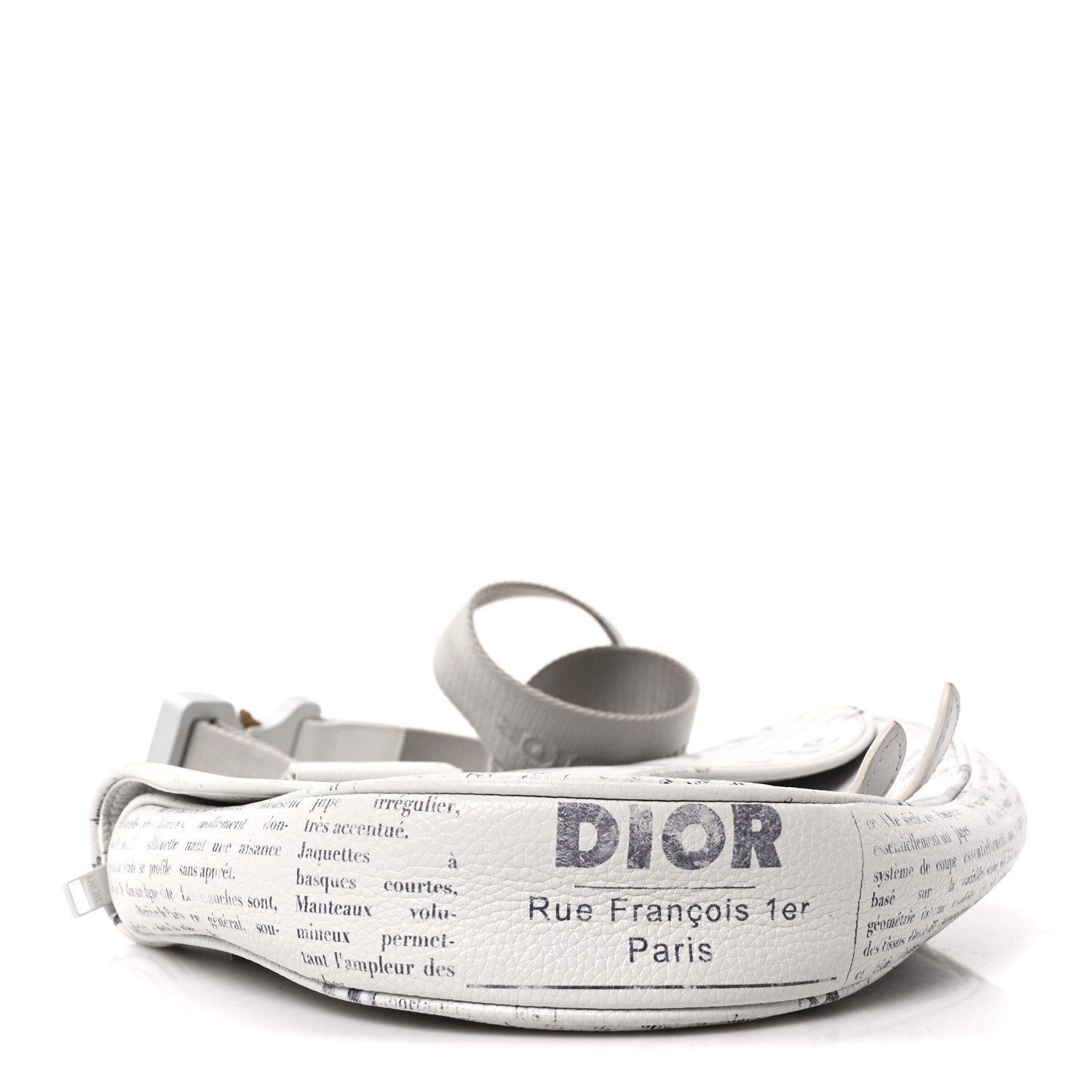 Christian Dior X DANIEL ARSHAM Grained Calfskin Newspaper Print Saddle Bag White 4 of 10