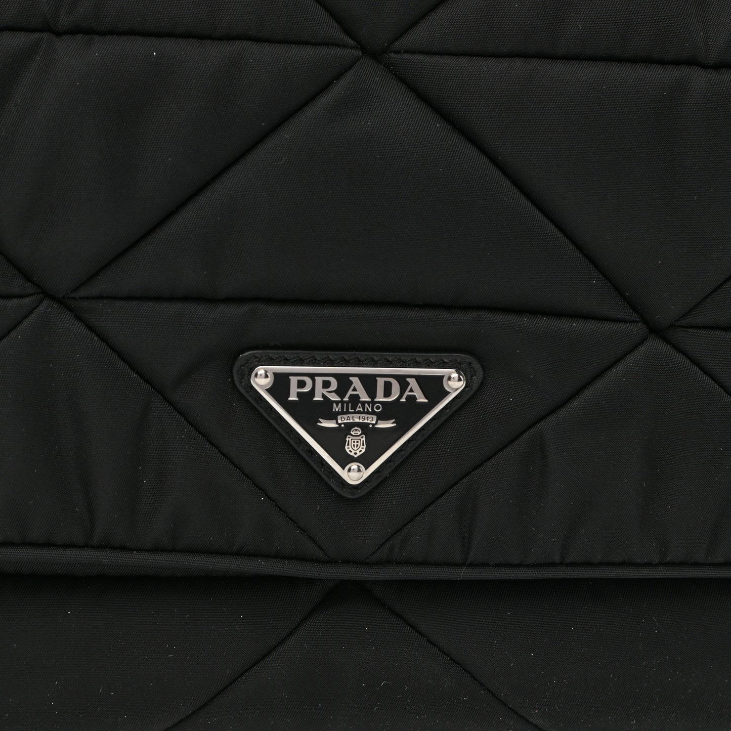 Re-Nylon Quilted Padded Flap Shoulder Bag Black