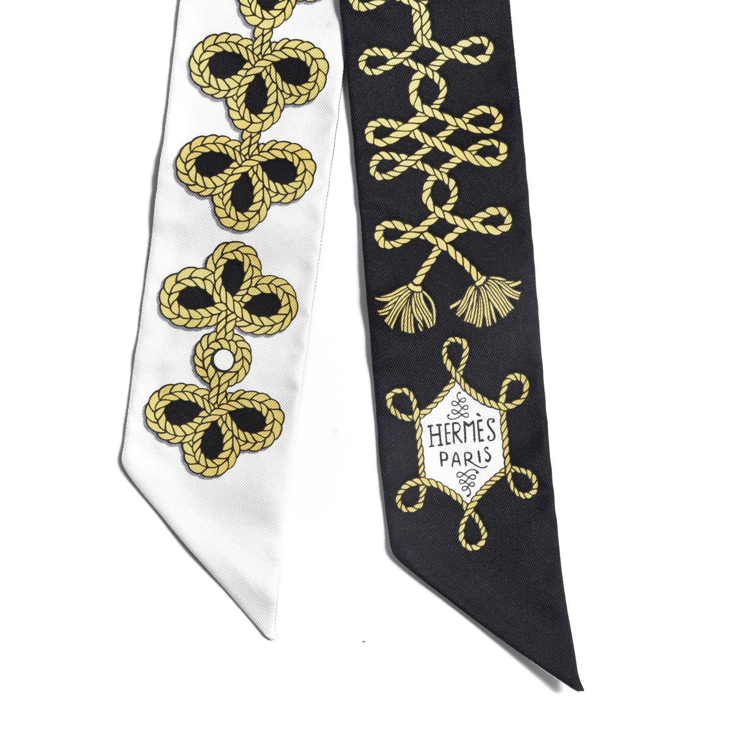 Hermes Silk Galons Et Brandebourg Twilly Black Gold White 5 of 5