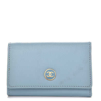 Chanel Grained Calfskin CC Button 6 Key Holder Light Blue 1 of 10