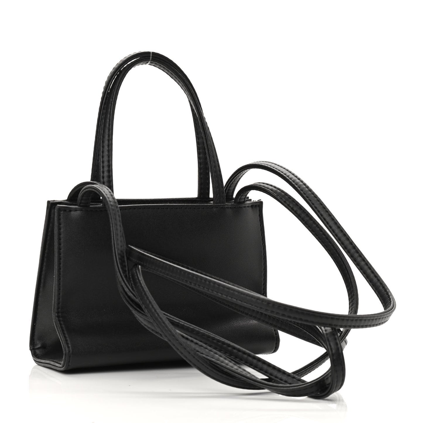 Vegan Leather Small Shopping Bag Black
