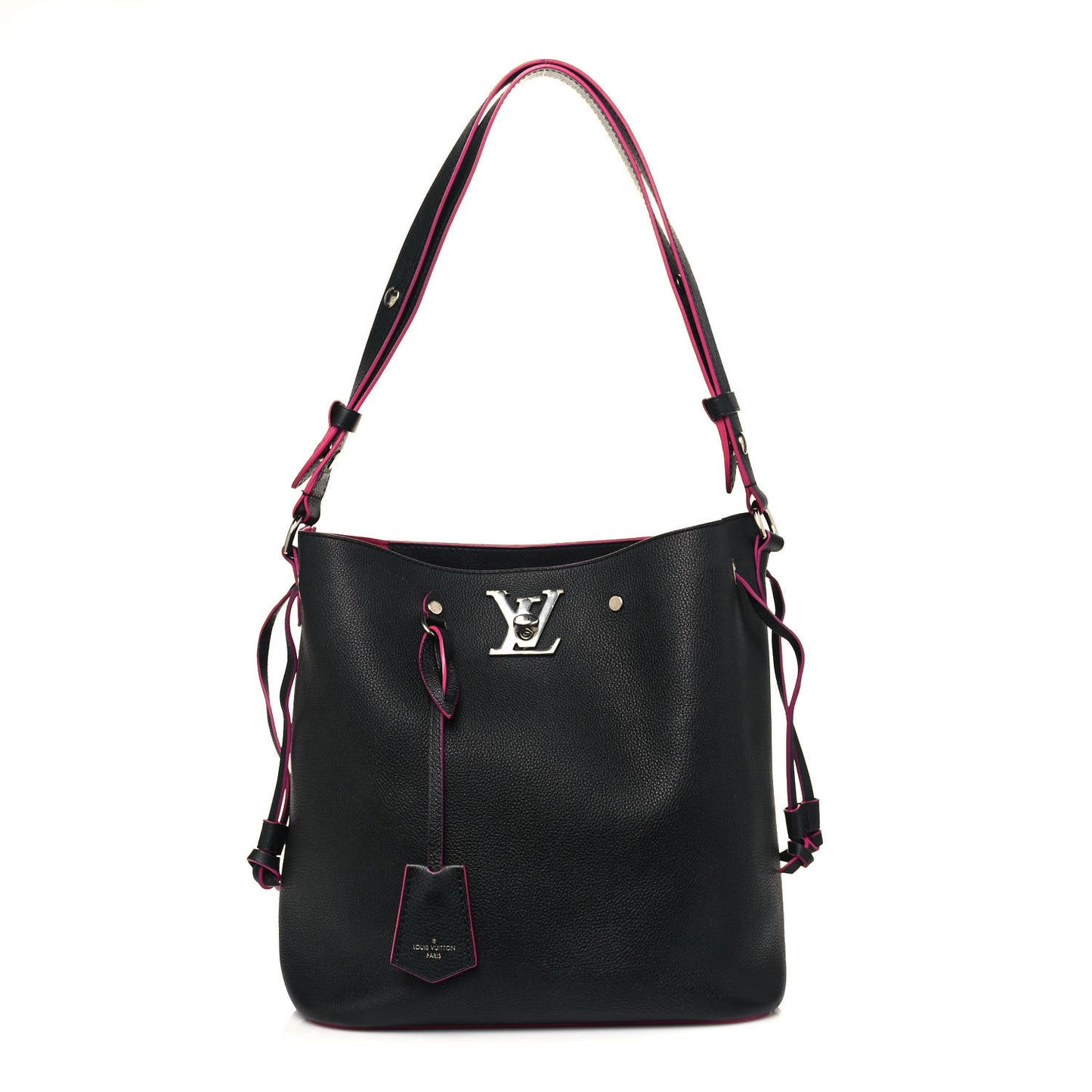Calfskin Lockme Bucket Black
