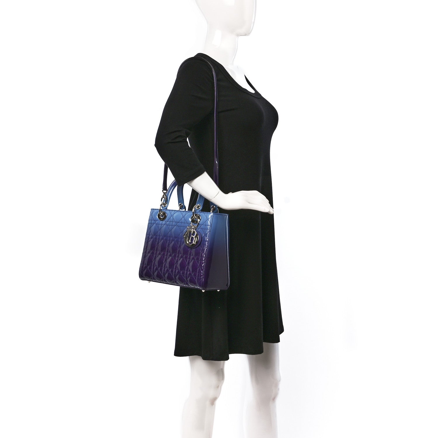 Christian Dior Patent Cannage Gradient Medium Lady Dior Purple Blue 2 of 9